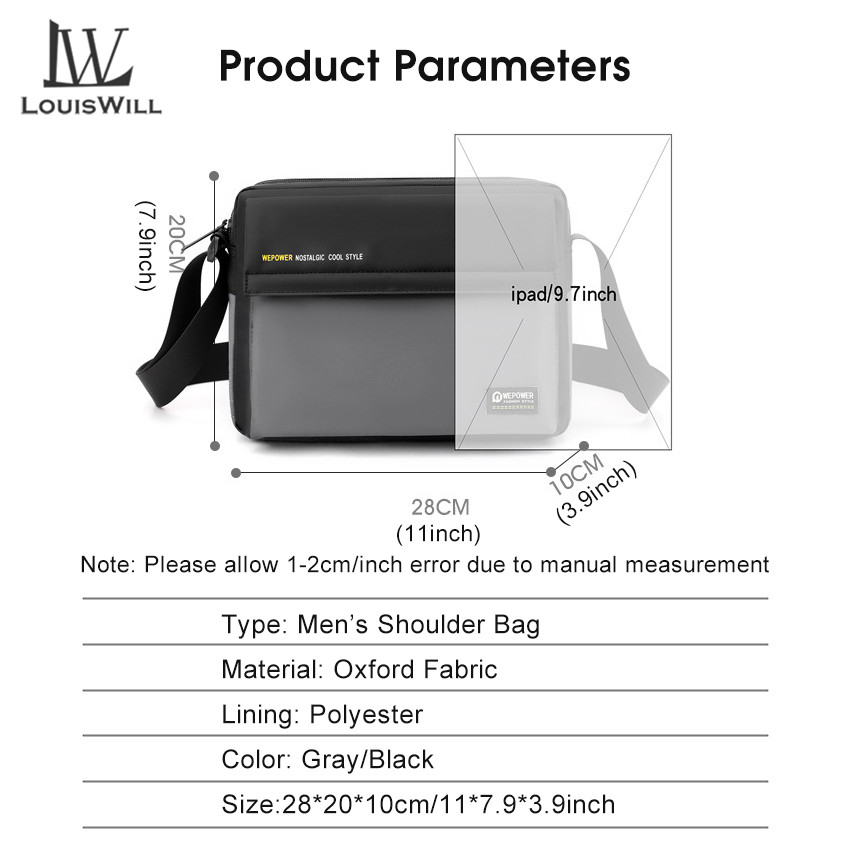 💥LouisWill Crossbody Bag Large Capacity Shoulder Bag Waterproof Anti-Thief Sling Bag Street Shoulder Bag_img_1