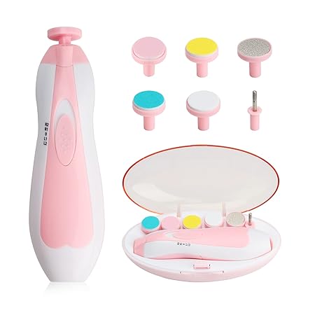 Glopole Baby Nail Trimmer File with Light Battery Operated Safe Electric Nail Clippers Kit (AA) - Pink_img_0