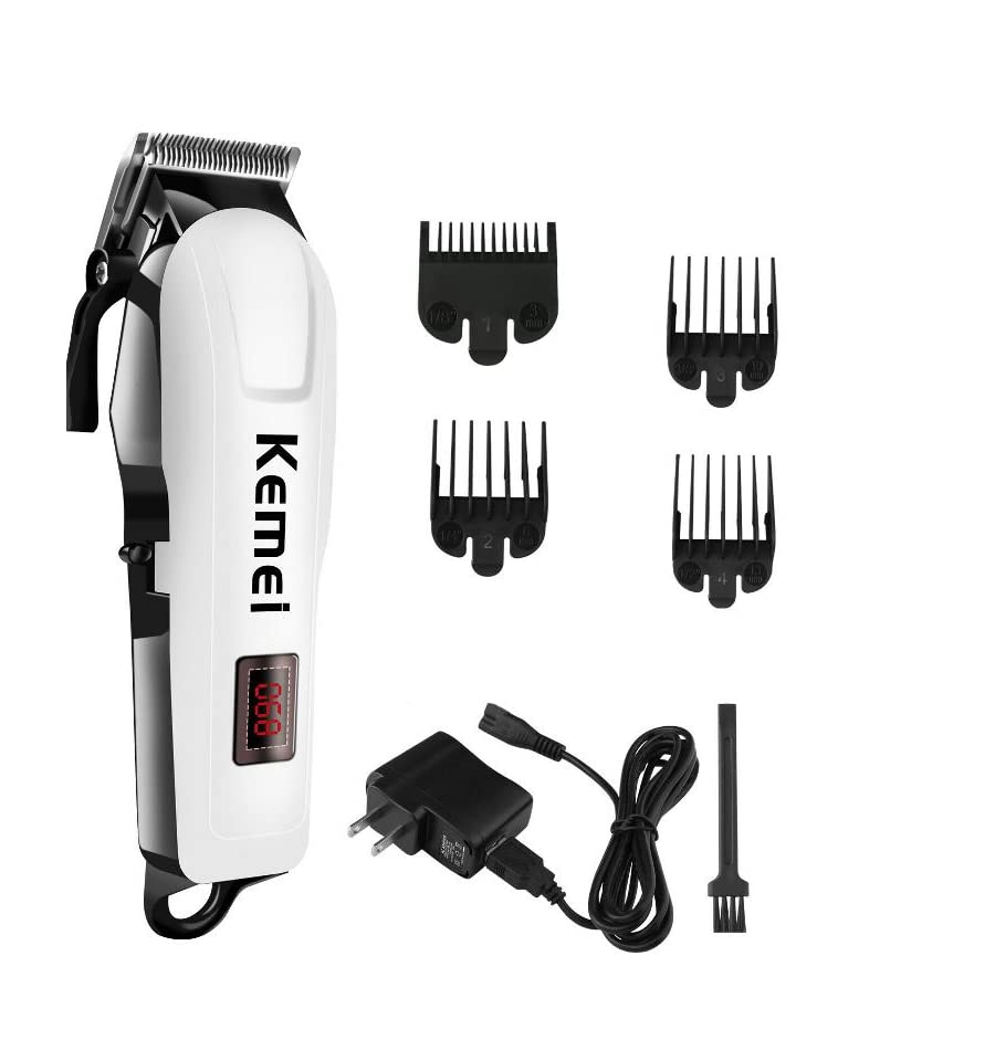 Professionals Design Perfect Shaver And Haircut Rechargeable Beard And Moustaches Hair Machine And Trimming With Cord And Without Cordless Use km809A(White)_img_0