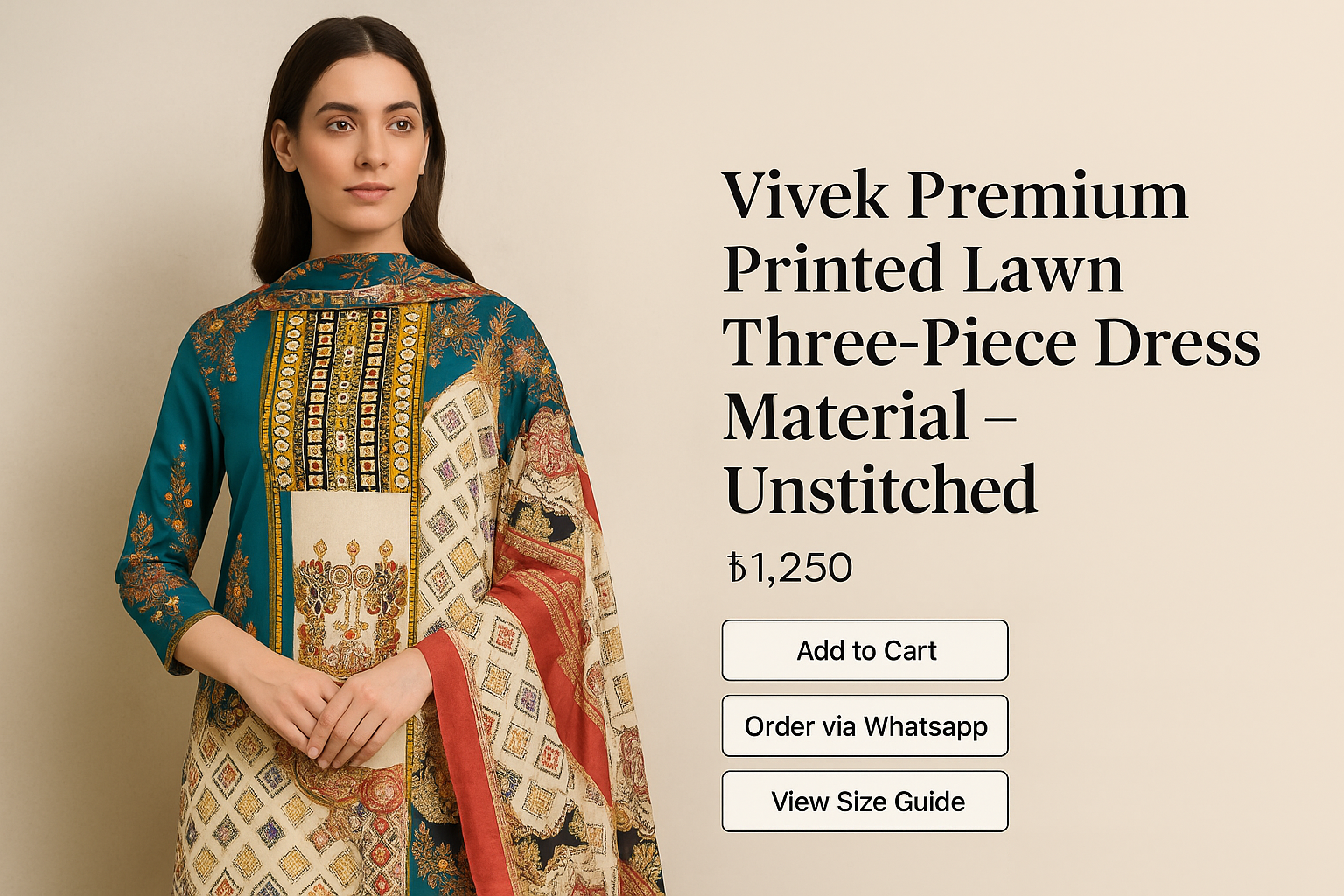 Vivek Premium Printed Lawn Three-Piece - 26_img_1