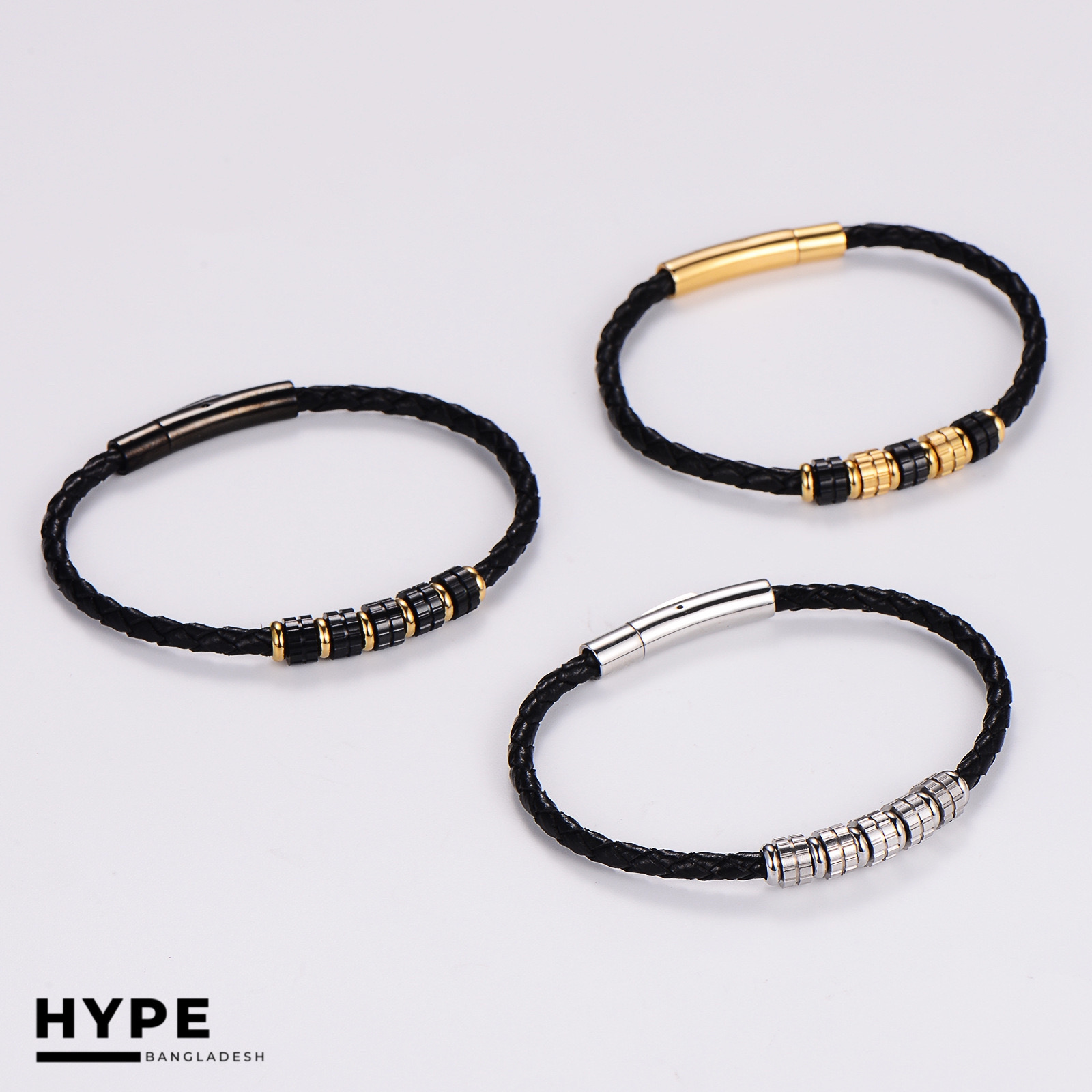 Thin leather bracelet for men