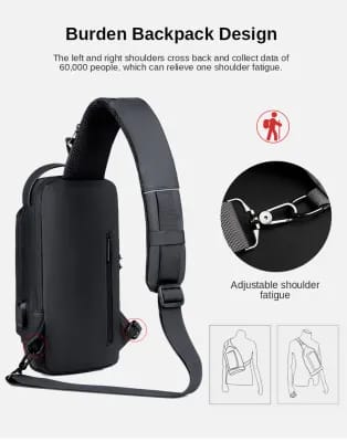 Multifunction Patent Leather Chest Bag Men Waterproof Men Crossbody Bag Anti-theft Travel Bag Male USB Charging Chest Bag Pack_img_2