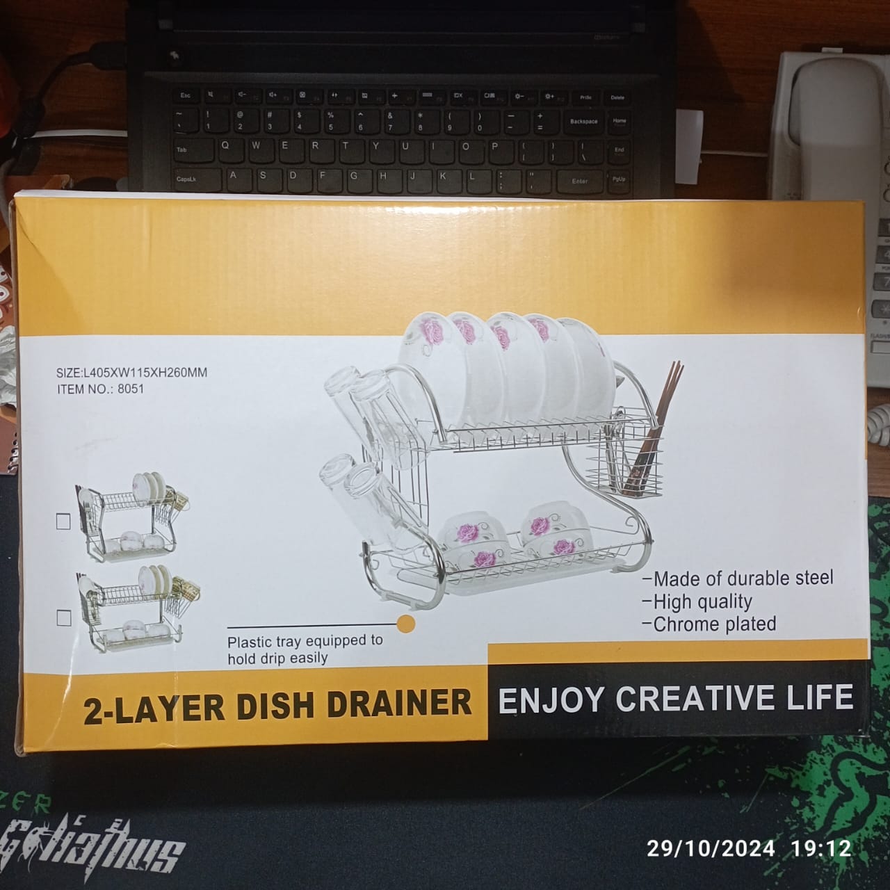 2 Layer Dish Drainer Rack Stainless Steel_img_3