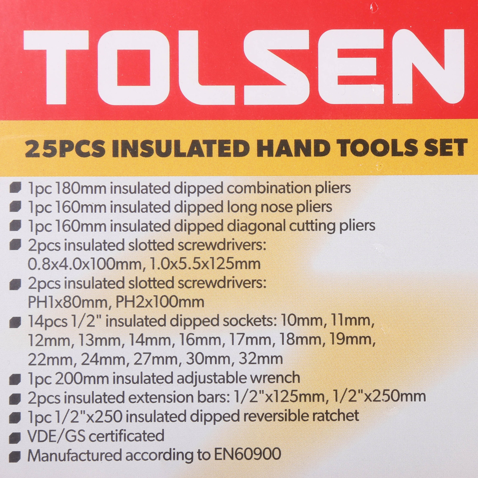 TOLSEN V83825 25Pcs Insulated Hand Tools Set | 1000V VDE/GS Certified | EN60900 | Premium | Model: V83825_img_3