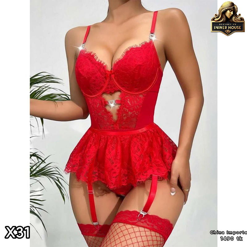Lace Lingerie Bodysuit with Garter Straps | Imported Women’s Sexy Nightwear_img_1