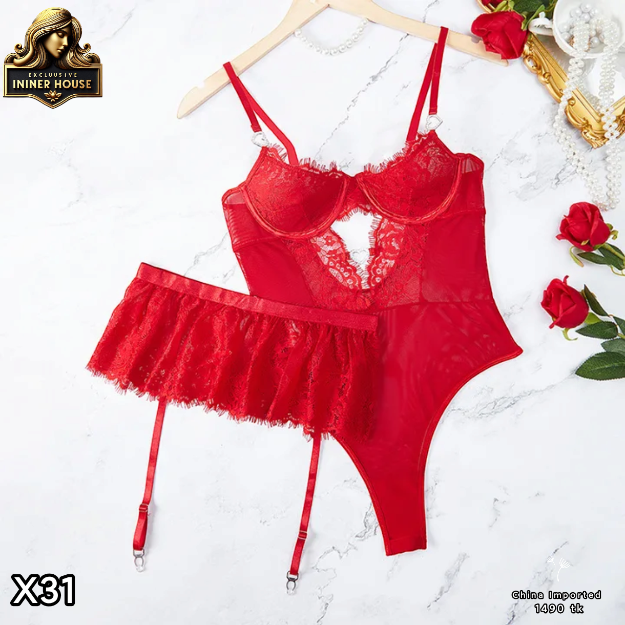 Lace Lingerie Bodysuit with Garter Straps | Imported Women’s Sexy Nightwear_img_5