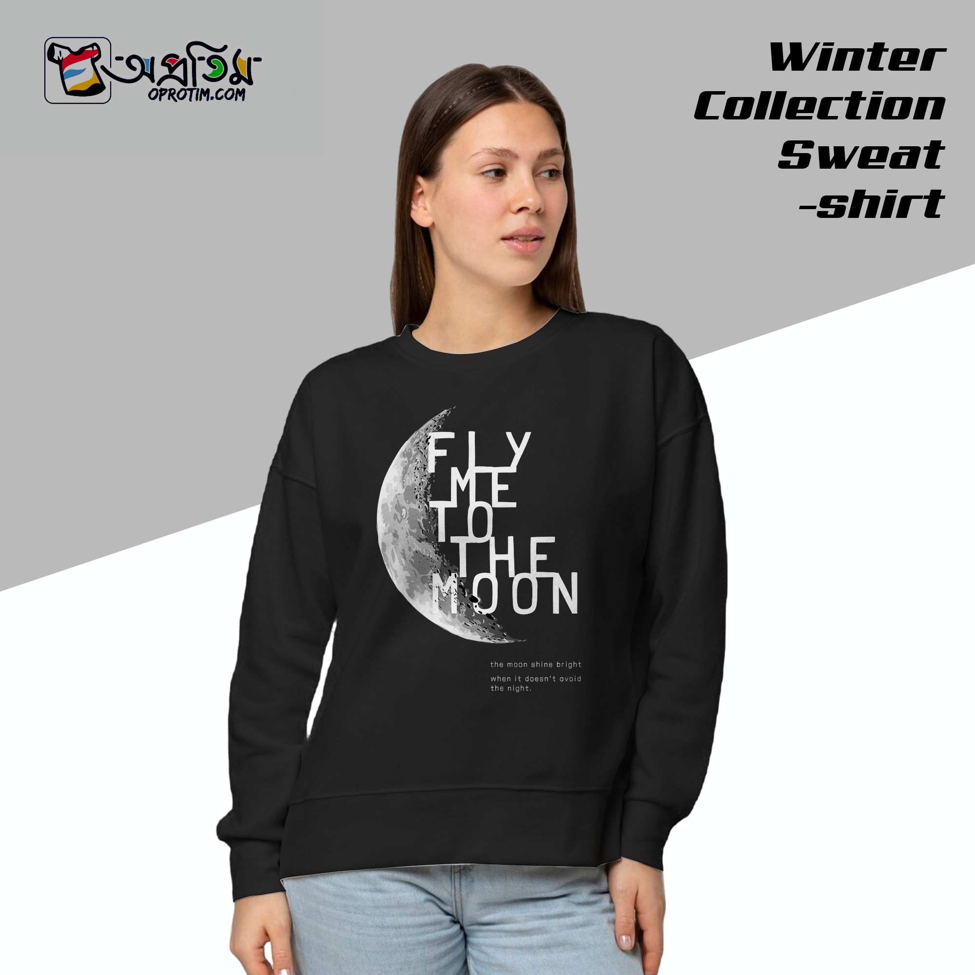 Ladies Black Design Printed Sweatshirt - Image 1