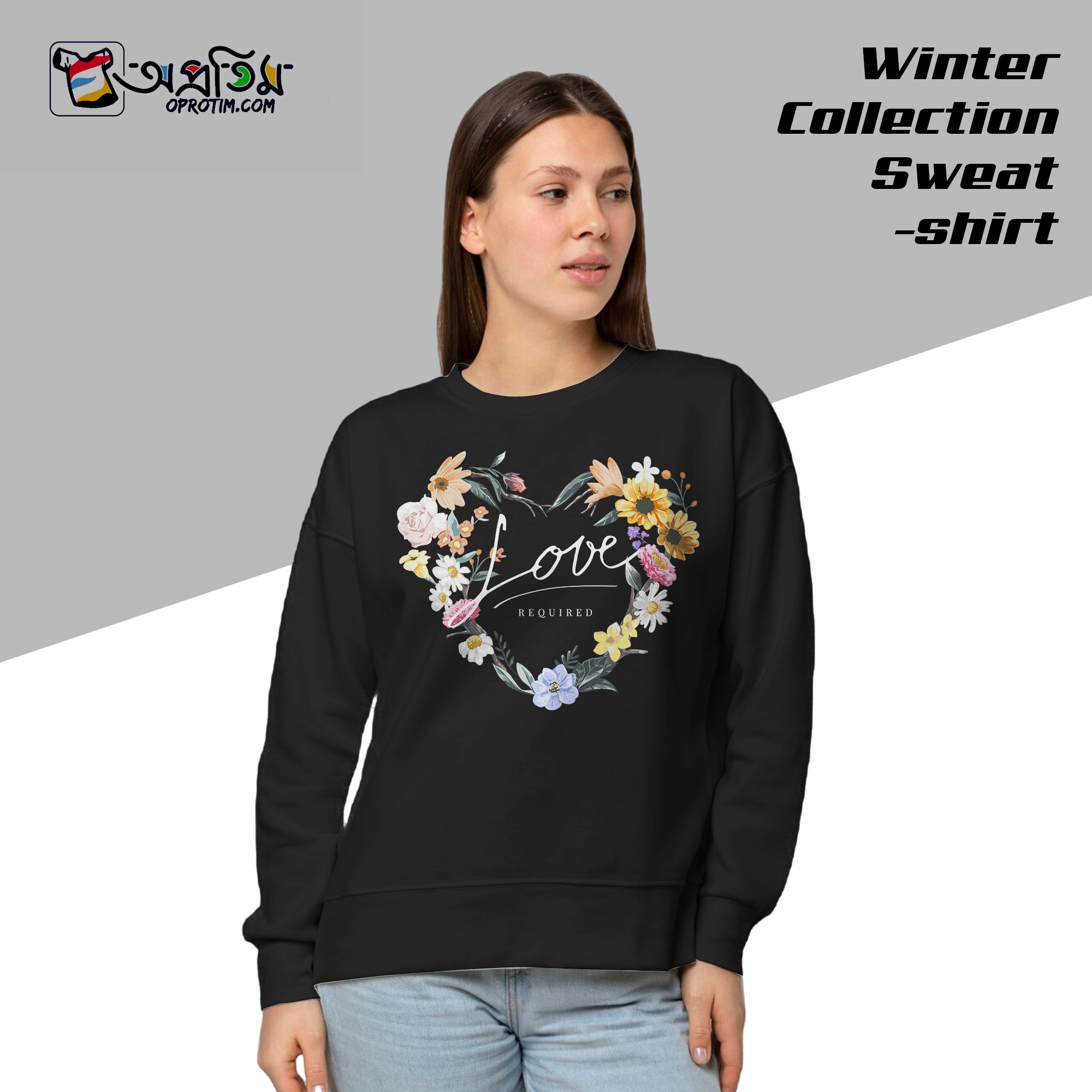 Ladies Black Design Printed Sweatshirt - Image 1