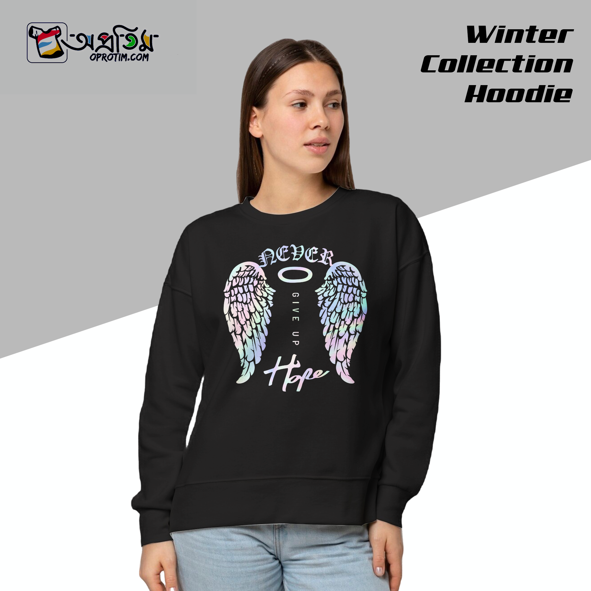 Ladies Black Design Printed Sweatshirt - Image 1