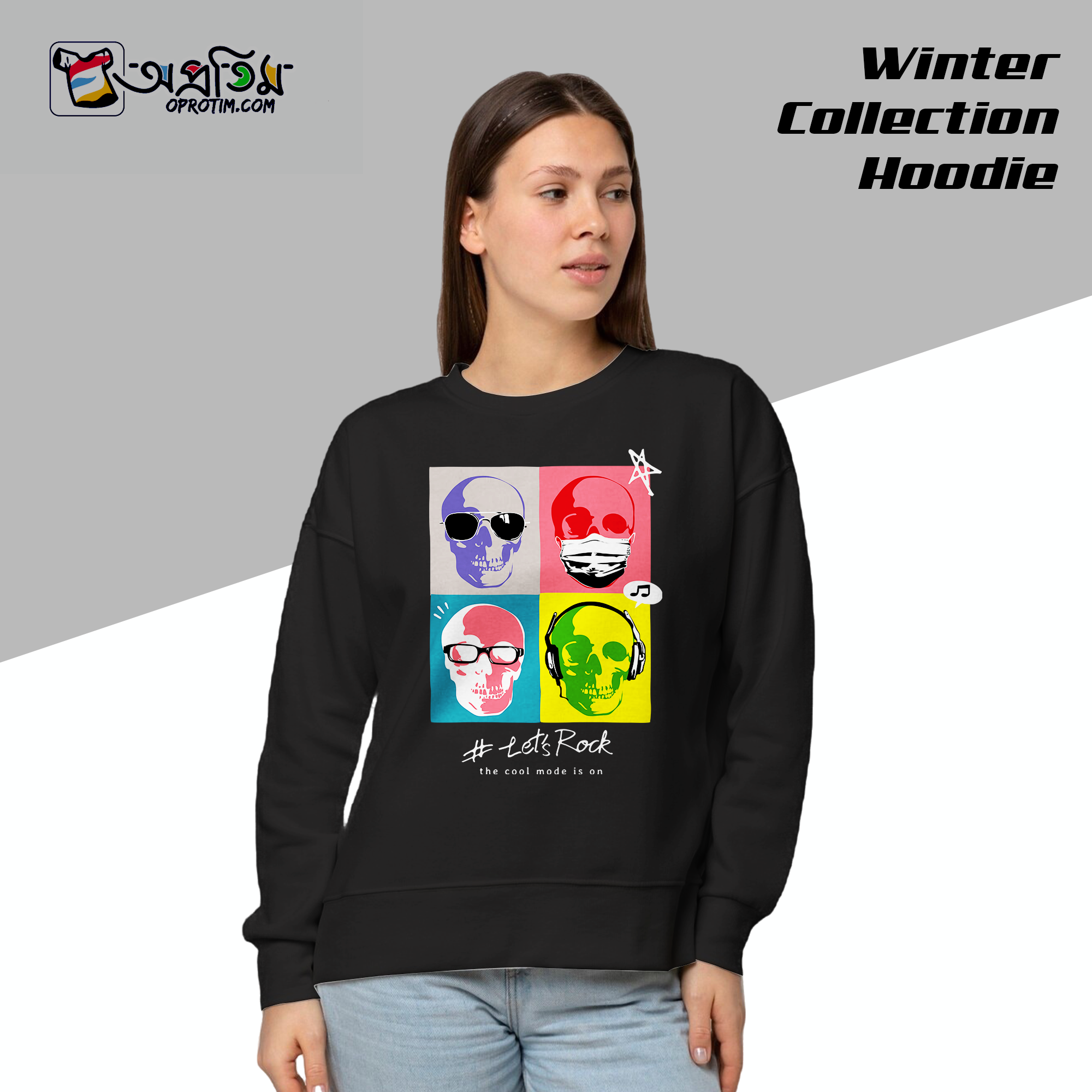 Ladies Black Design Printed Sweatshirt - Image 1