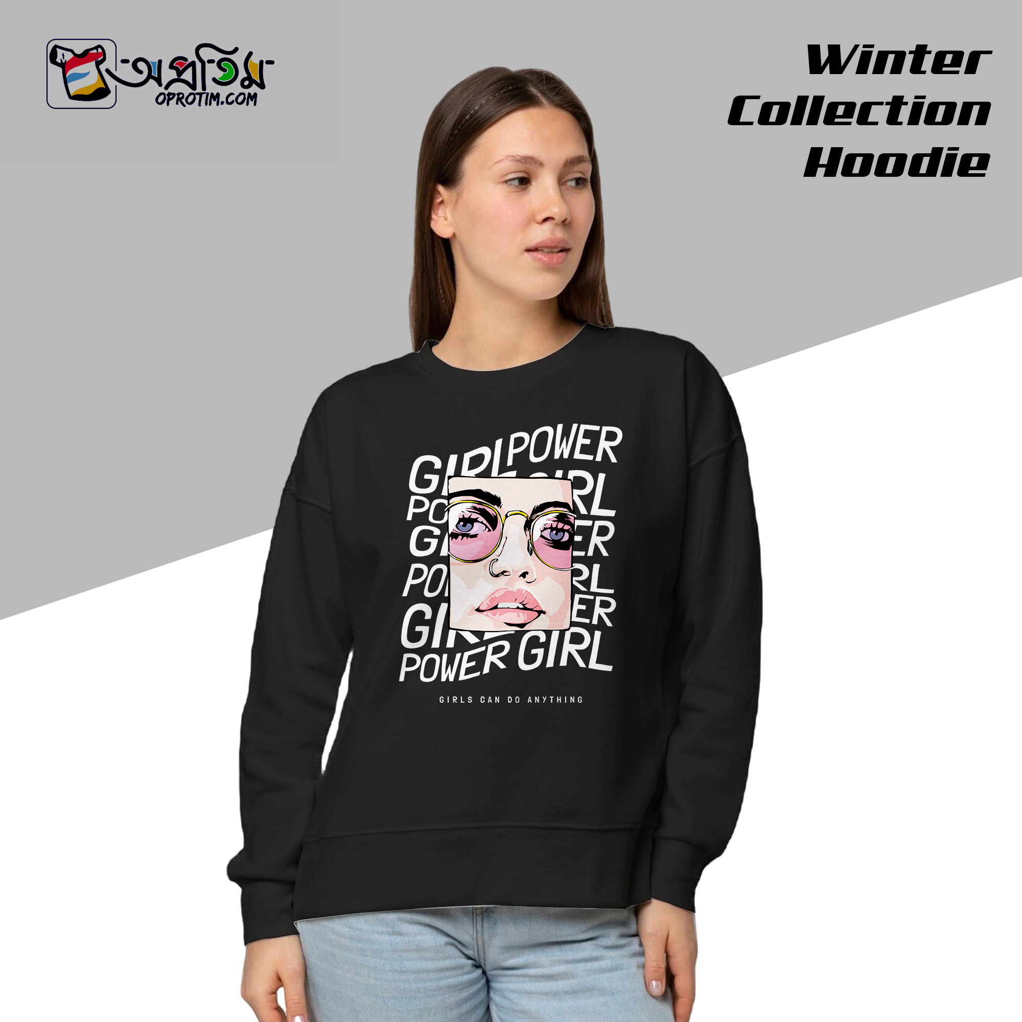 Ladies Black Design Printed Sweatshirt - Image 1