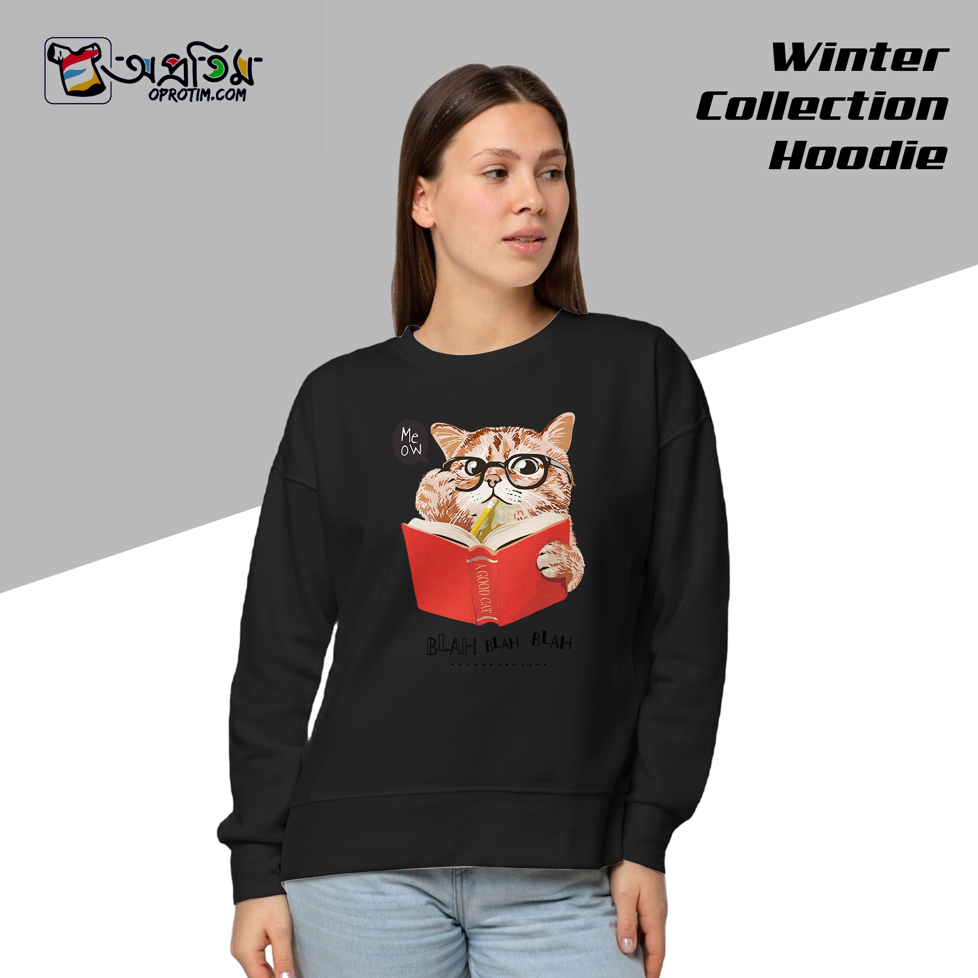 Ladies Black Design Printed Sweatshirt - Image 3