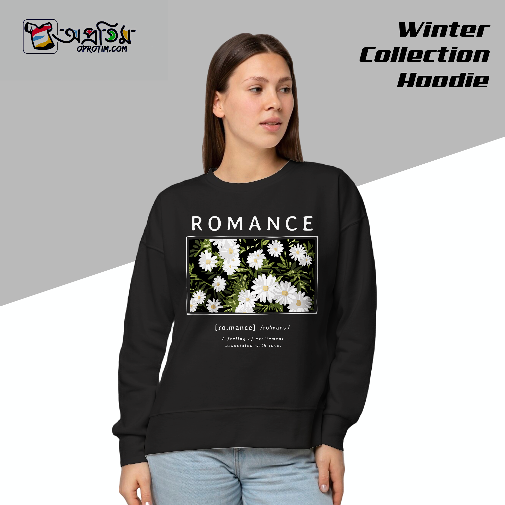Ladies Black Design Printed Sweatshirt - Image 1