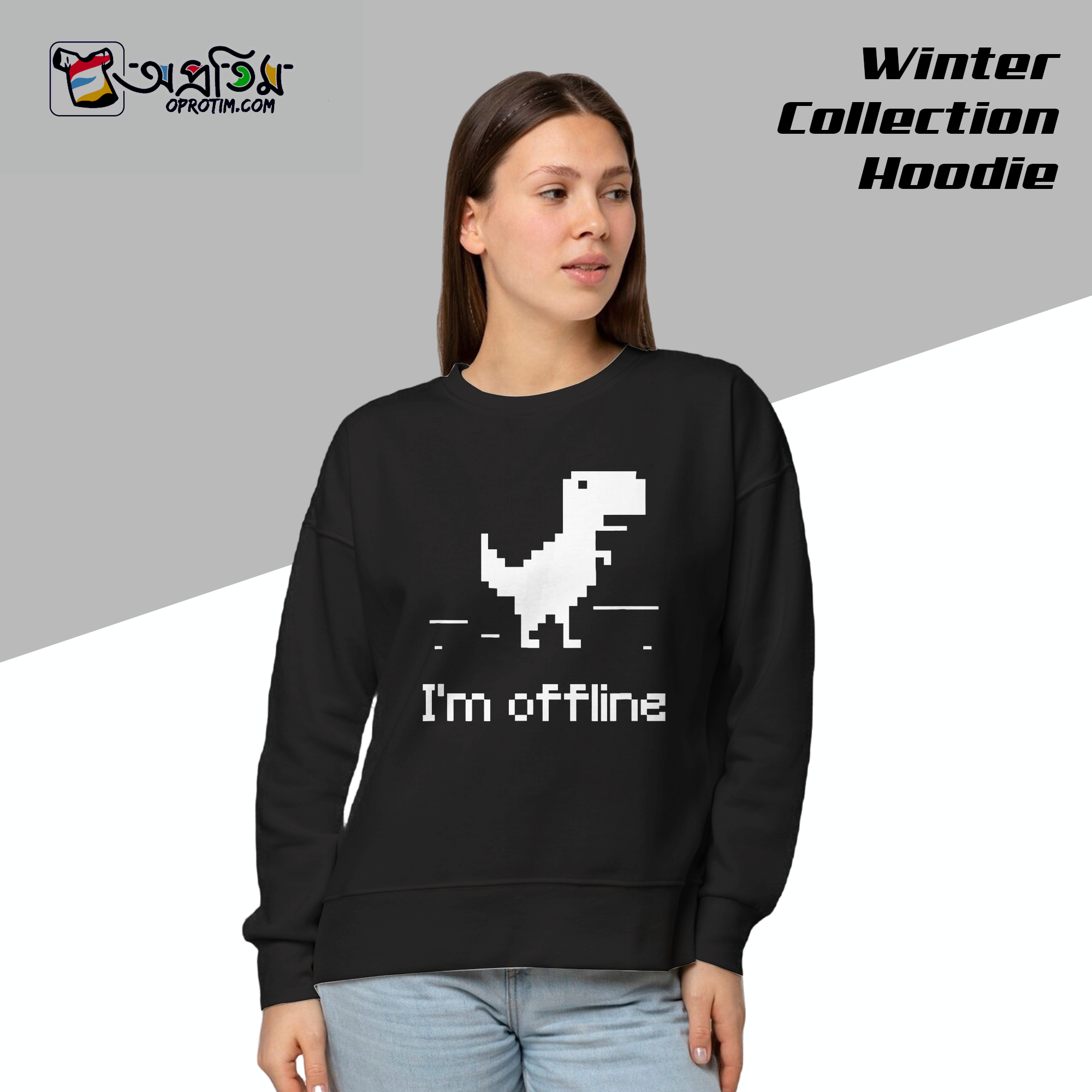 Ladies Black Design Printed Sweatshirt - Image 1