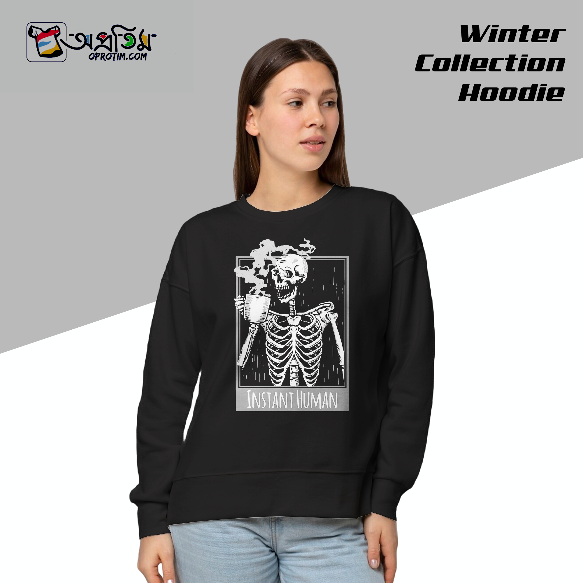 Ladies Black Design Printed Sweatshirt - Image 1