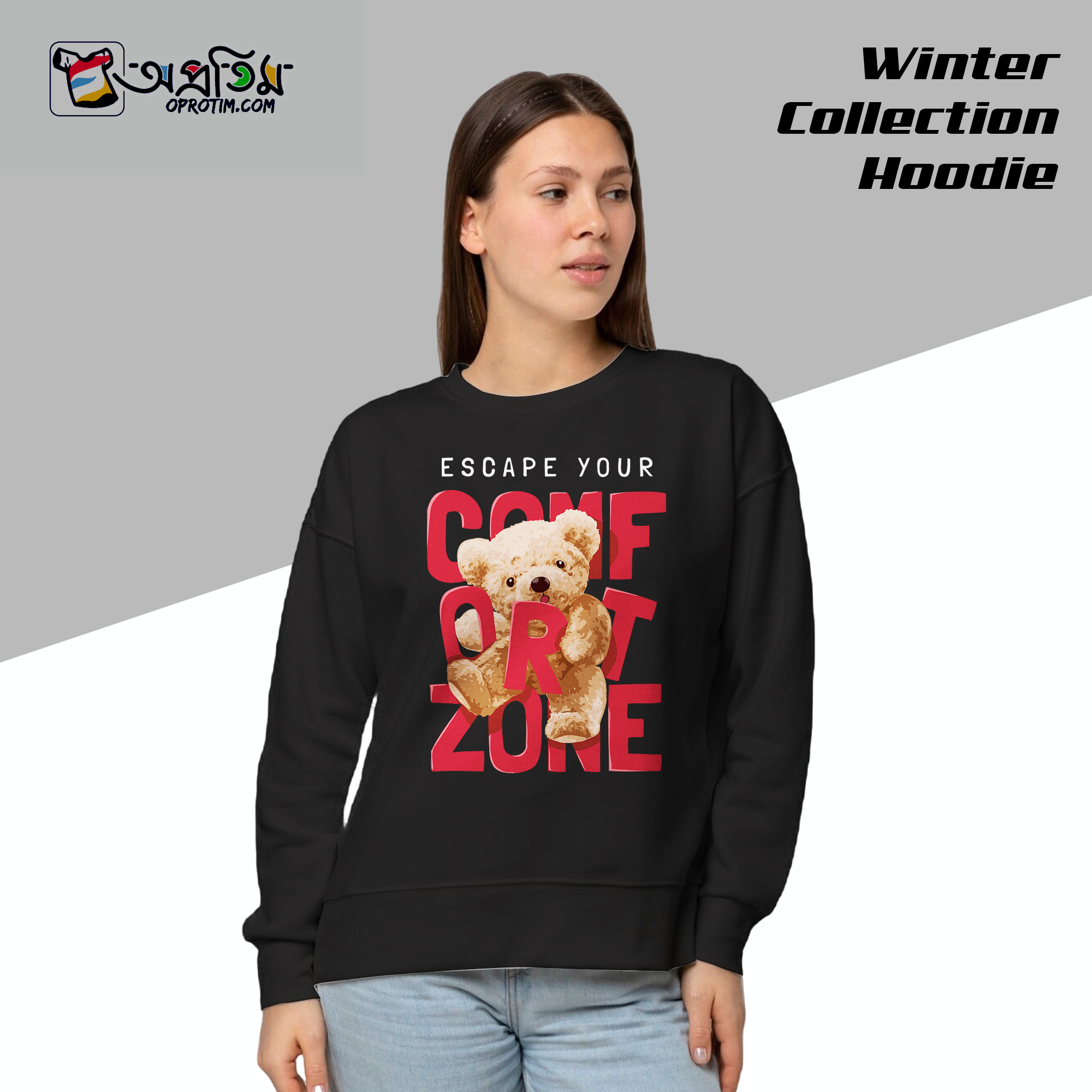 Ladies Black Design Printed Sweatshirt - Image 1