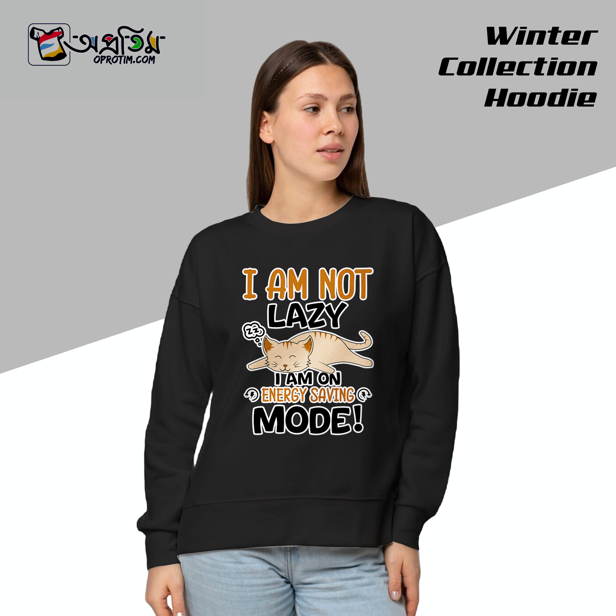 Ladies Black Design Printed Sweatshirt - Image 3