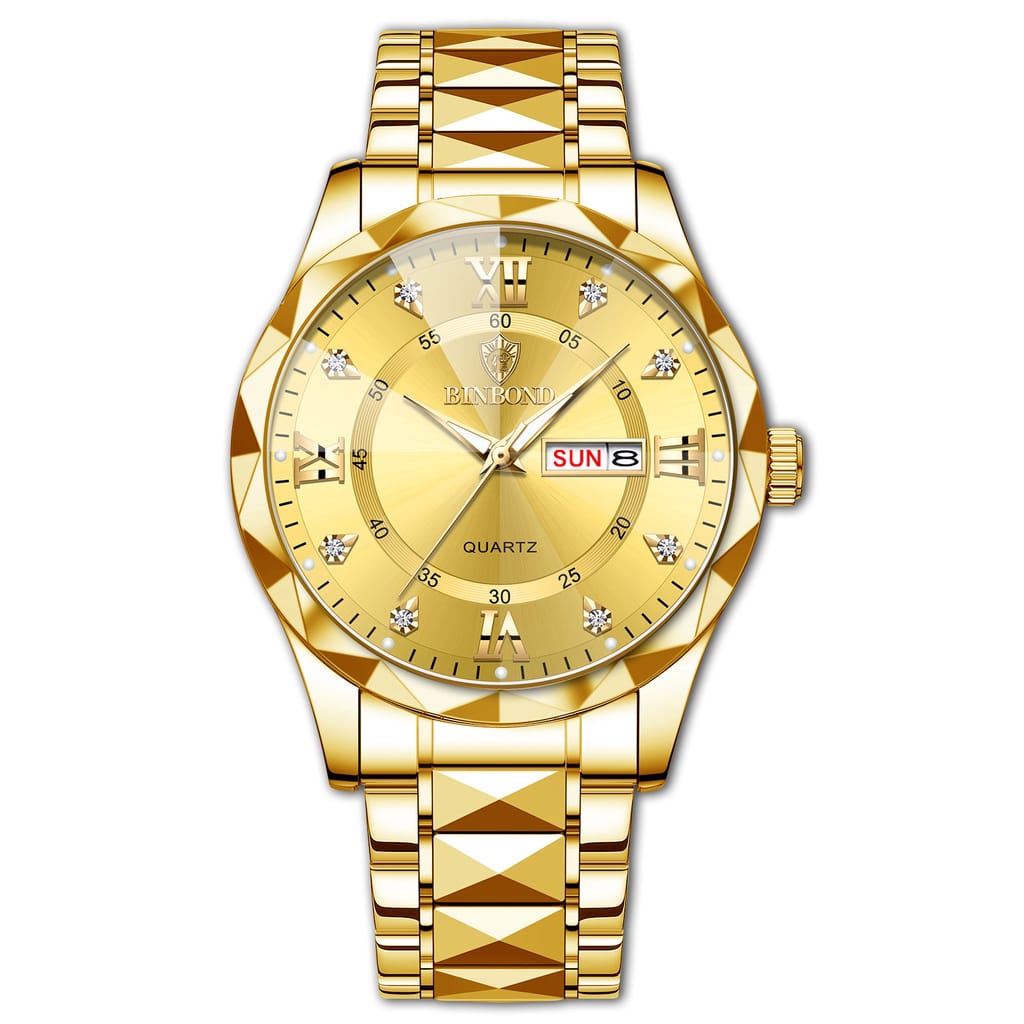 BINBOND 2521 Luxury Brand Luminous Quartz Watch For Men (golden blue)_img_2