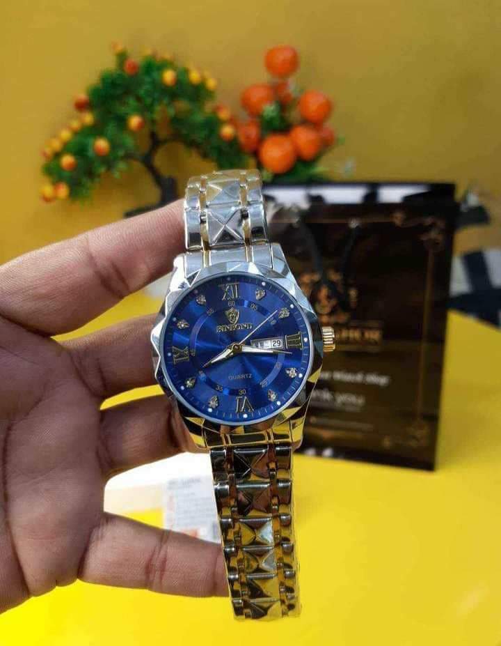 BINBOND 2521 Luxury Brand Luminous Quartz Watch For Men (golden blue)_img_4
