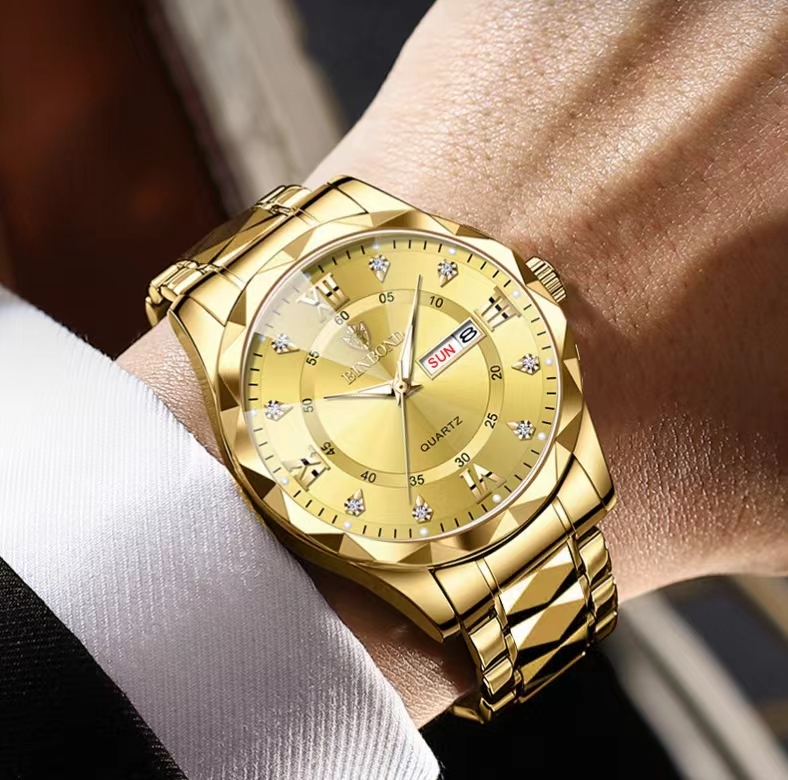 BINBOND 2521 Luxury Brand Luminous Quartz Watch For Men (golden blue)_img_10