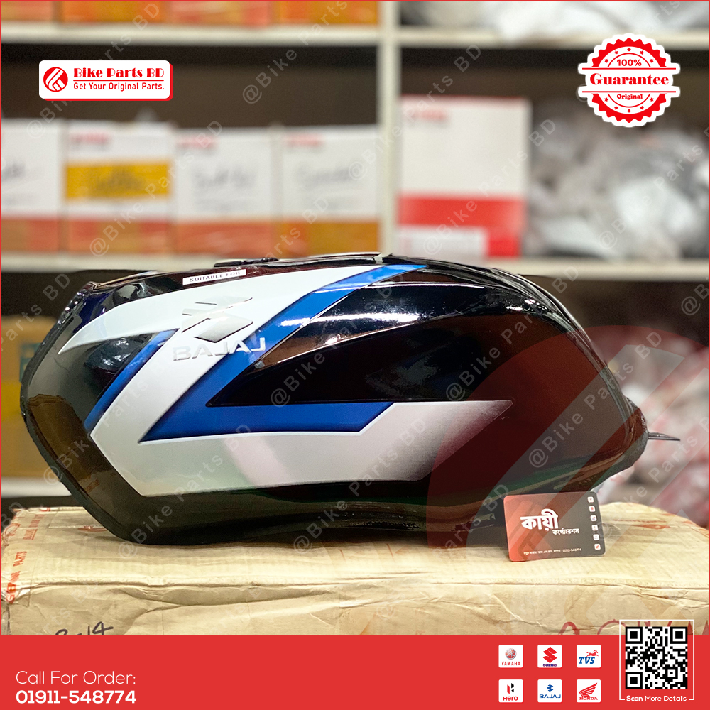Fuel Tank for Bajaj CT-100 Black-Blue bike.