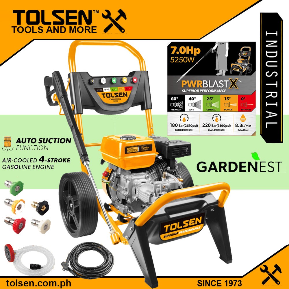TOLSEN 79576, 5250W High Pressure Washer Petrol 7HP; Model 79576