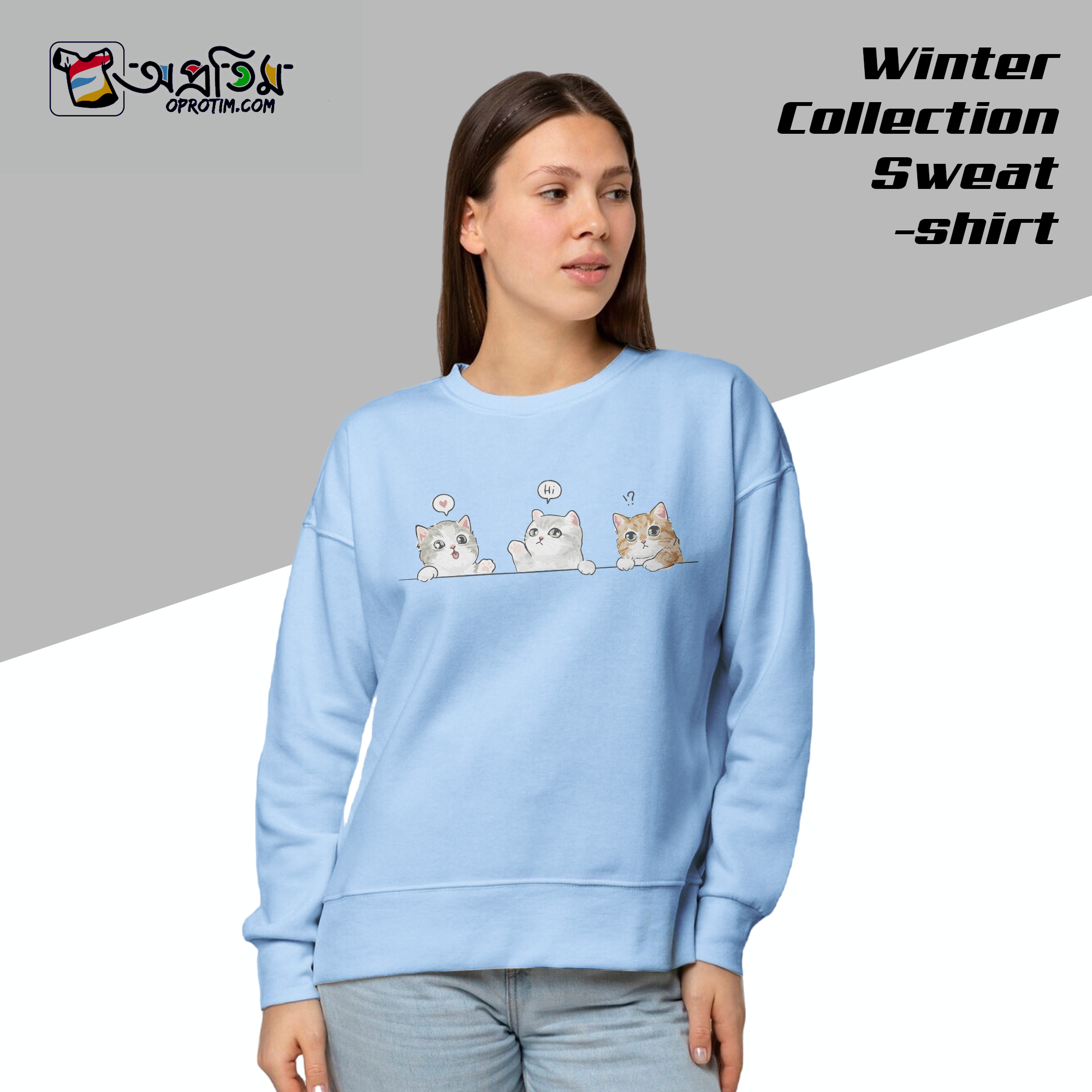 Ladies Black Design Printed Sweatshirt - Image 1