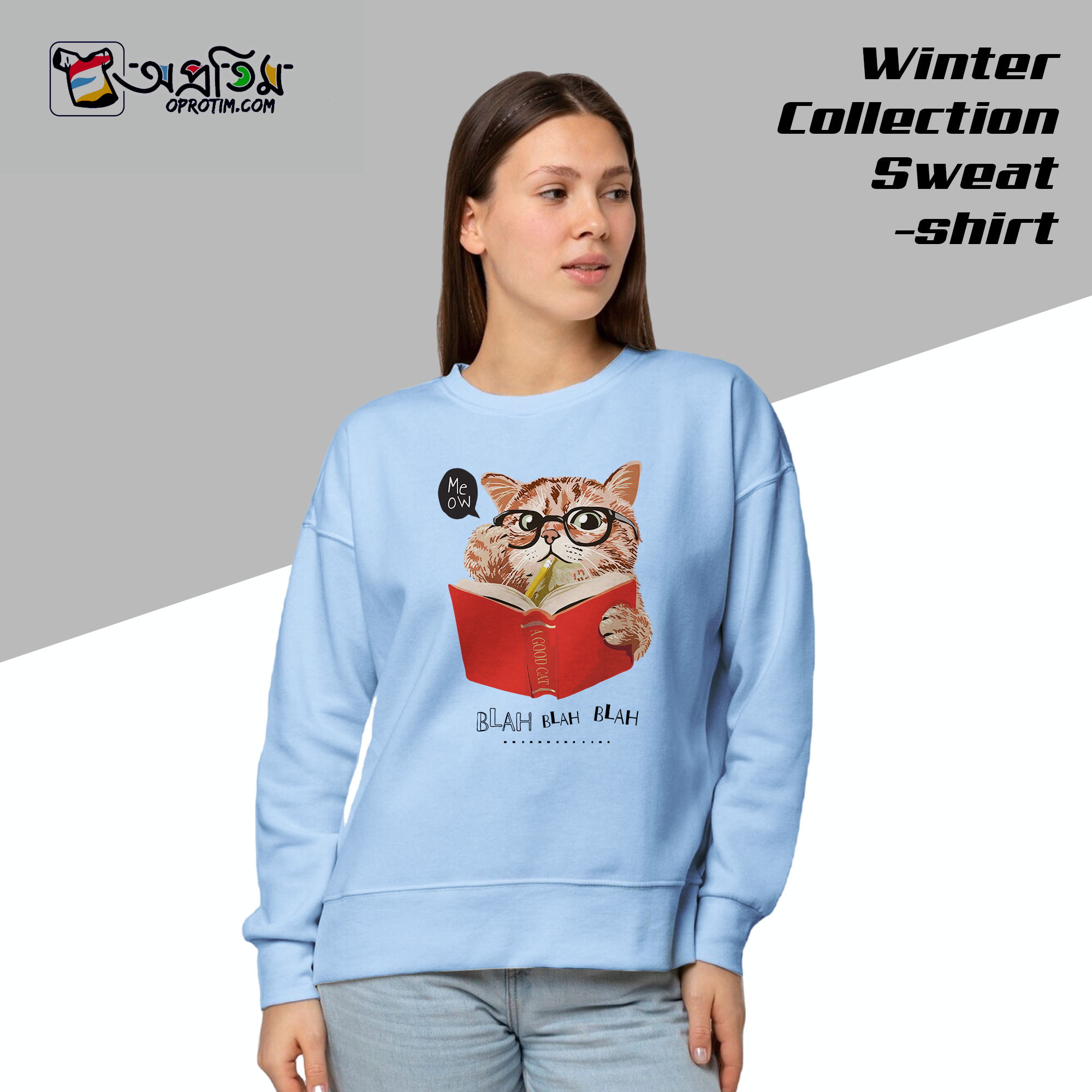 Ladies Black Design Printed Sweatshirt - Image 2