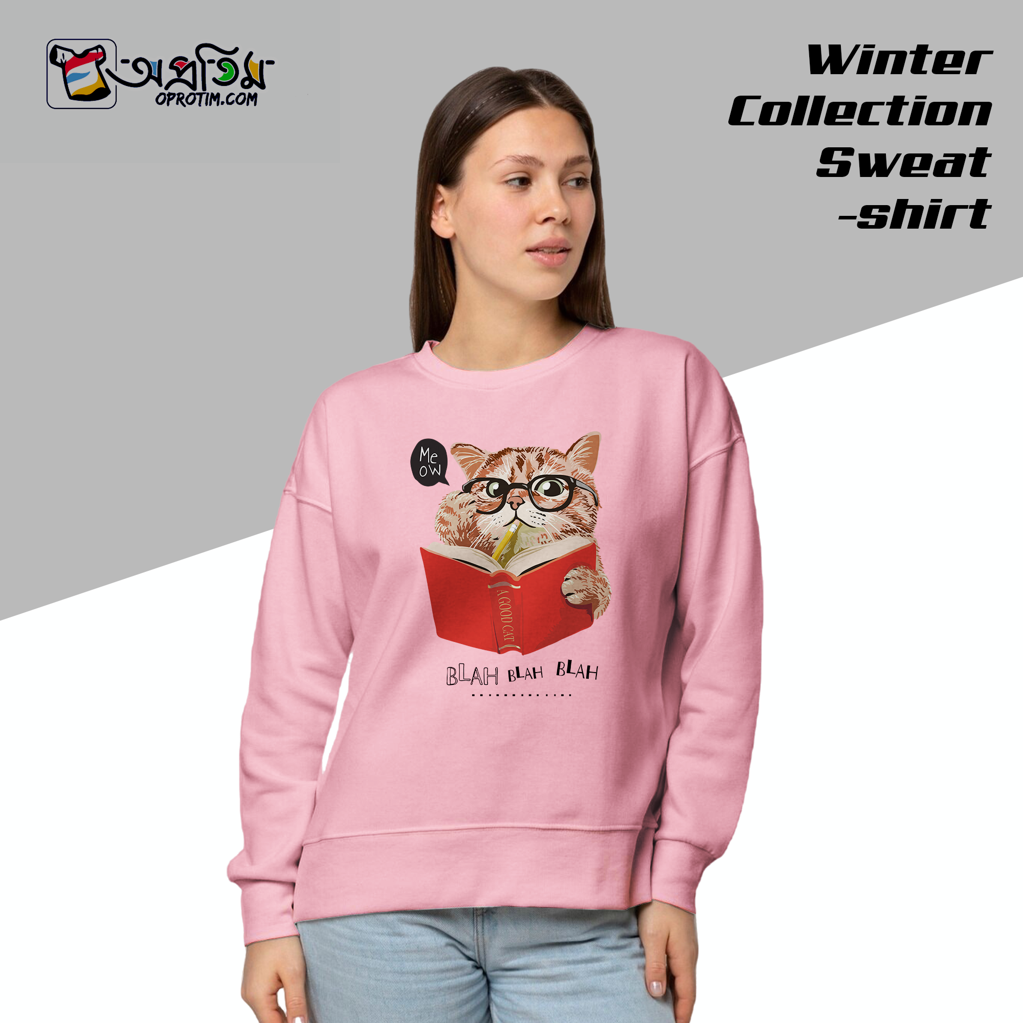 Ladies Black Design Printed Sweatshirt - Image 1