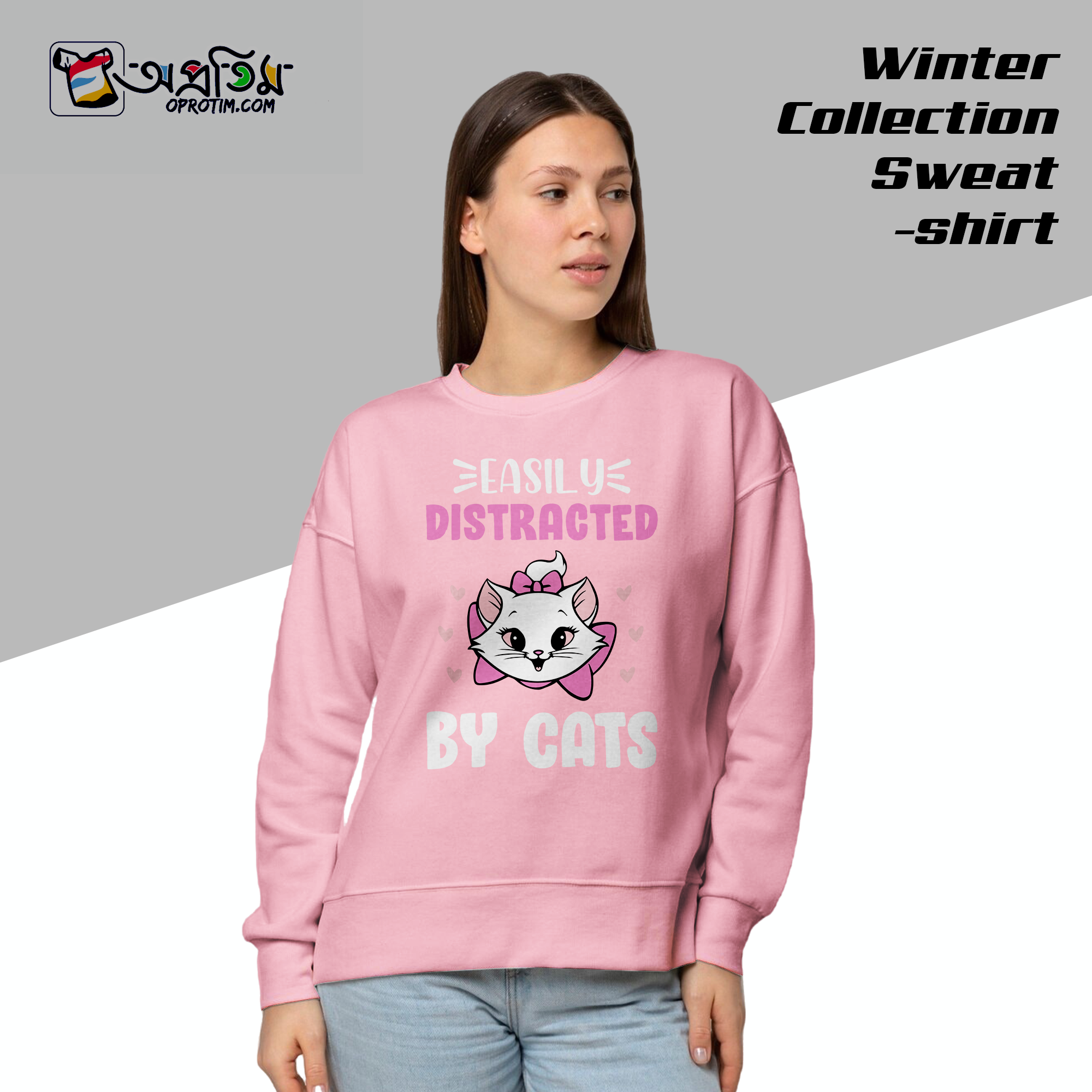 Ladies Black Design Printed Sweatshirt - Image 1