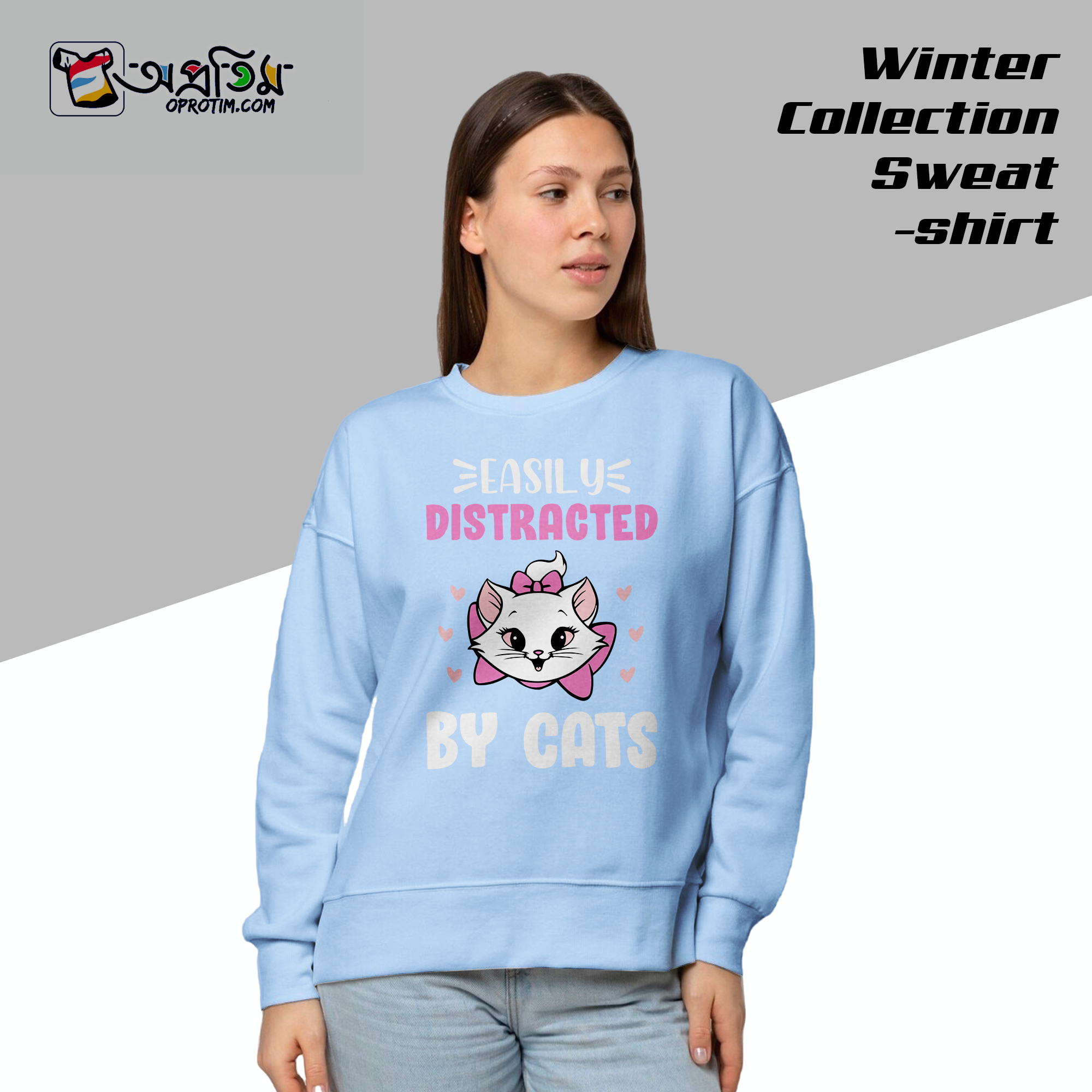 Ladies Black Design Printed Sweatshirt - Image 2