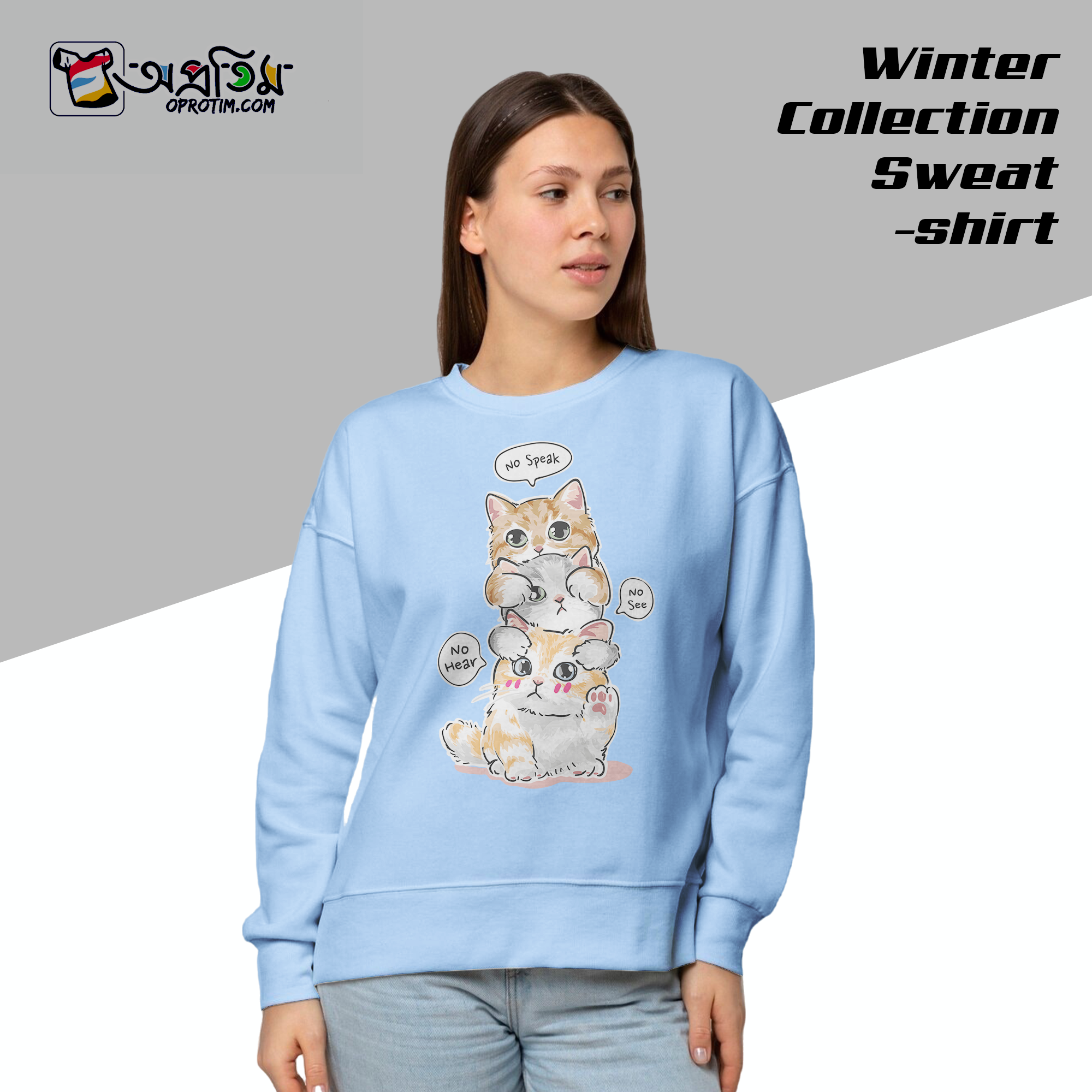 Ladies Black Design Printed Sweatshirt - Image 2