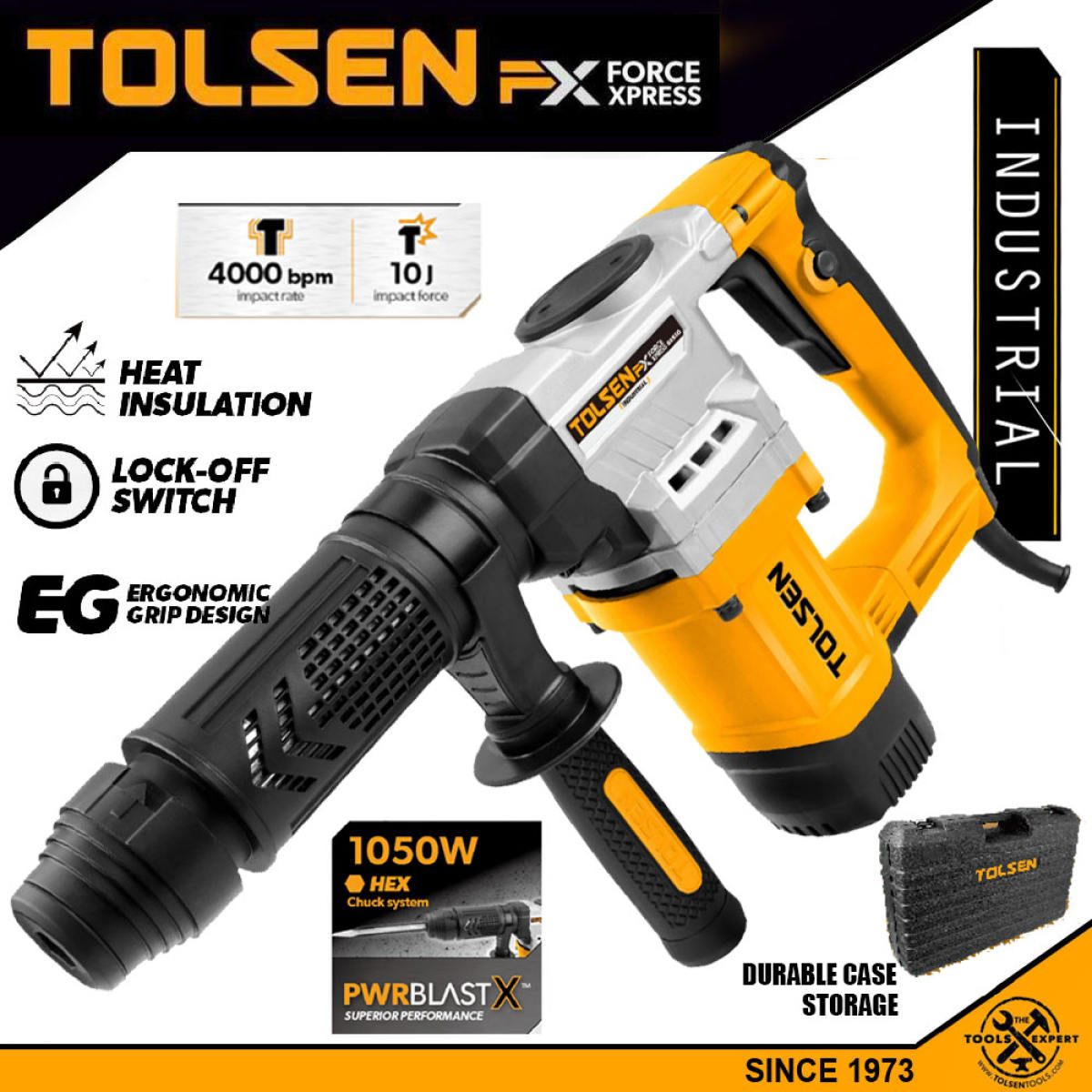 TOLSEN 88550, 1050W Demolition Hammer Hex Chuck, Industrial Grade;_img_3