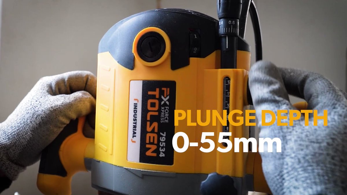 TOLSEN 79534, 2100W Electric Router, Plunge depth: 0-55mm, Variable Speed, Model: 79534_img_3