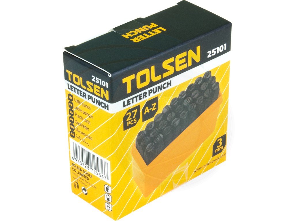 TOLSEN 25101 27Pcs Steel Letter Punch Stamp Set , 3mm, Hardened Carbon Steel | Sandblasted Finish | Model: 25101_img_4