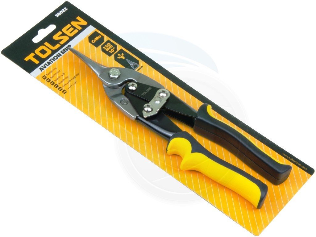 TOLSEN 30022 10" Aviation Snips (Straight Cut), 250mm, CrMo Steel, Two-Component Handle, Industrial | Model: 30022_img_2