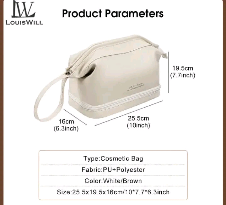 LouisWill Cosmetic Bag Case Portable Travel Toiletry Bags PU Leather Makeup Pouch Handbag Organizer Large Capacity Cosmetic Bag with Lanyard for Traveling Business Trip Home Tidy_img_2