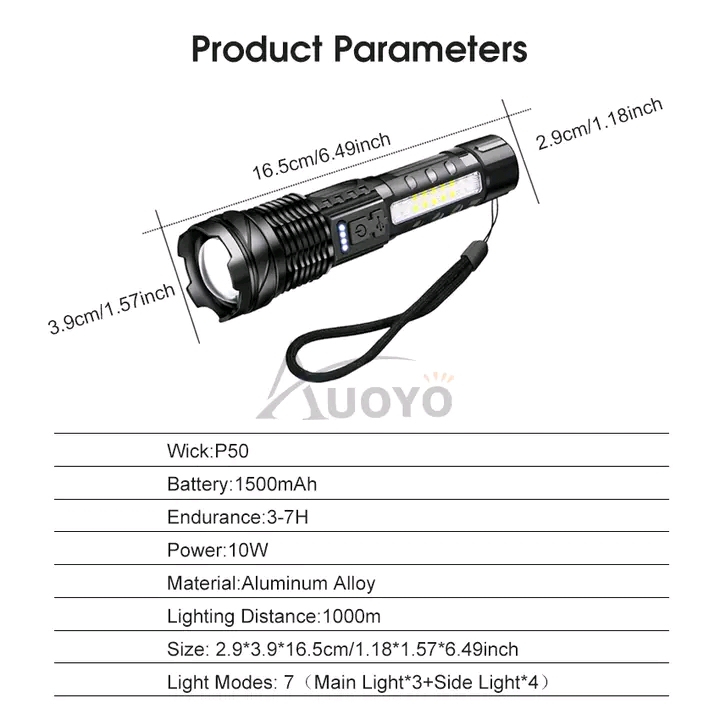 Auoyo Waterproof Multifunctional Telescopic Focusing 2000m Super Bright light_img_4