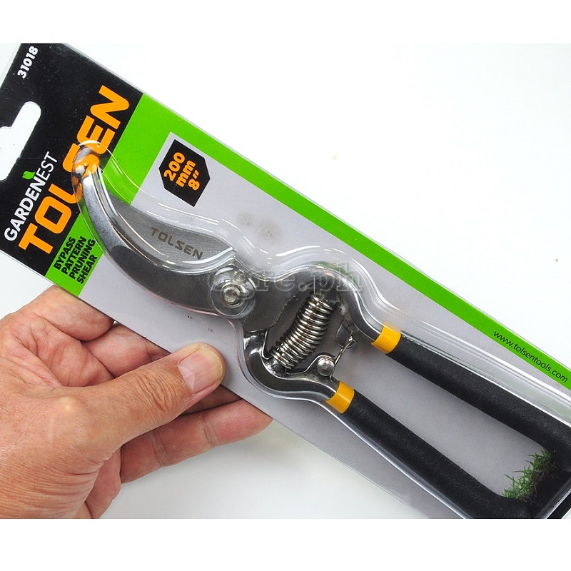 TOLSEN 31018 Garden Pruning Shear | 8" (200mm) | Bypass Pattern | Dipped Handle | Max Cutting 19mm | Model: 31018_img_2