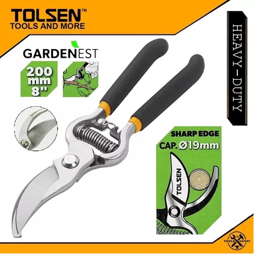 TOLSEN 31018 Garden Pruning Shear | 8" (200mm) | Bypass Pattern | Dipped Handle | Max Cutting 19mm | Model: 31018_img_6