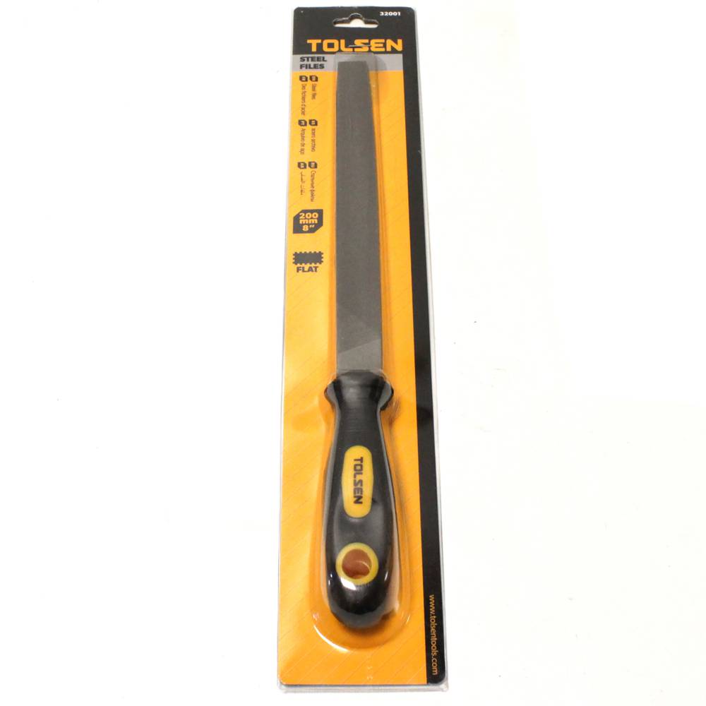 TOLSEN 32001 Steel File (Flat) | 8" (200mm) | T12 Carbon Steel | TPR Handle | Model: 32001_img_3
