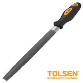 TOLSEN 32005 Steel File (Half Round), 8" (200mm), T12 Carbon Steel, TPR Handle | Model: 32005_img_1