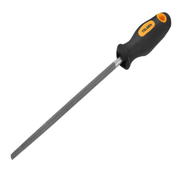 TOLSEN 32009 8" Steel File (Round), 200mm, T12 Carbon Steel, TPR Handle | Model: 32009_img_1