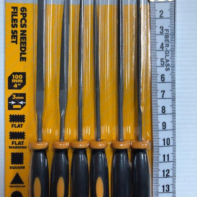 TOLSEN 32046 6 Pcs Needle Files Set | 3x100mm | Alloy Steel | TPR Handle | Flat, Warding, Square, Triangular, Round, Half Round | Model: 32046_img_3