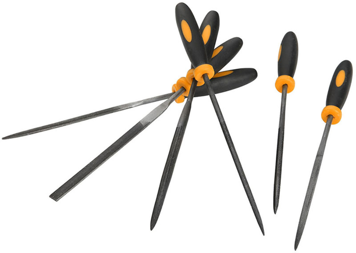 TOLSEN 32046 6 Pcs Needle Files Set | 3x100mm | Alloy Steel | TPR Handle | Flat, Warding, Square, Triangular, Round, Half Round | Model: 32046_img_4