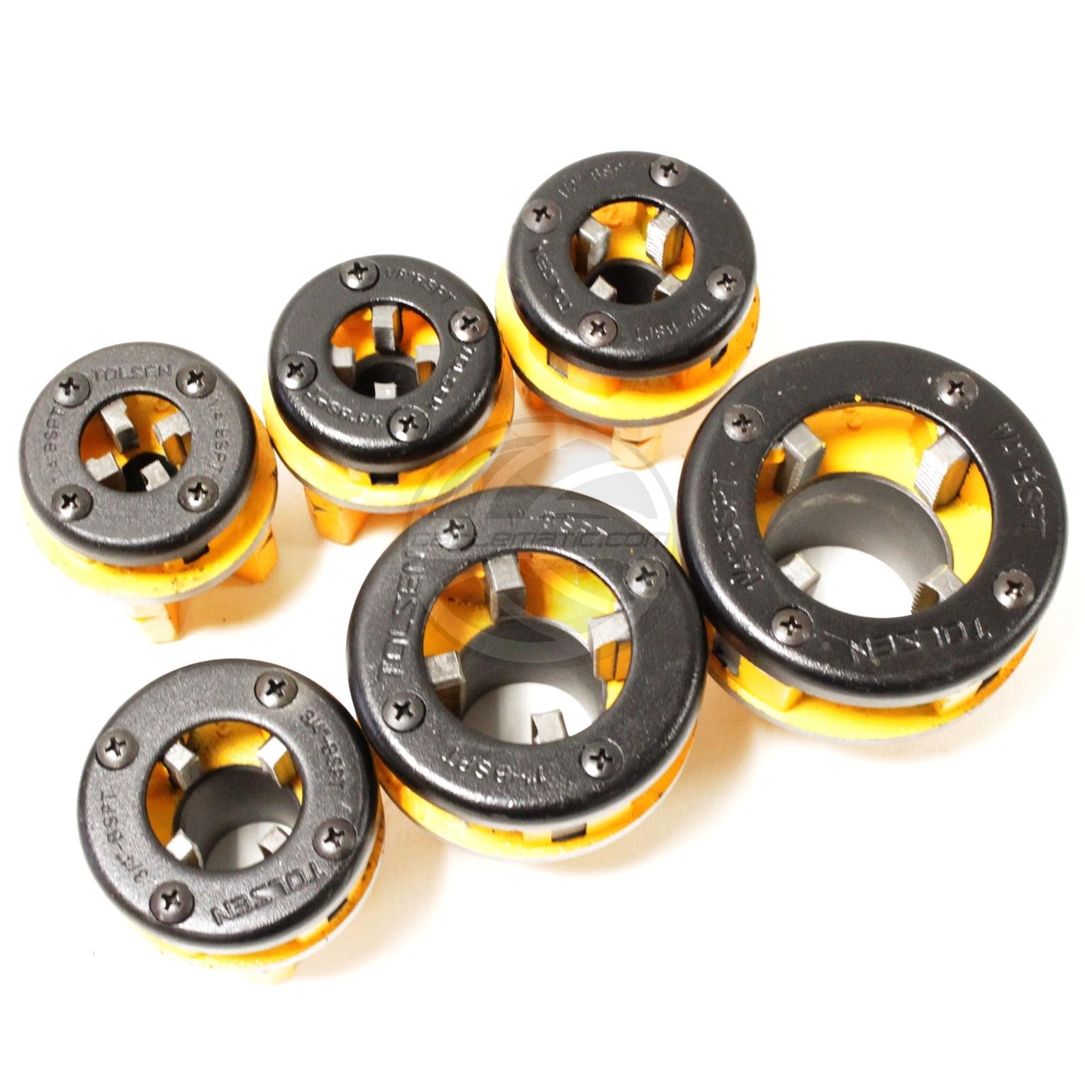 TOLSEN 33011 9Pcs Pipe Threading Set | BSPT | 1/4" to 1-1/4" | Ratcheting System | 2 Extension Bars | Model: 33011_img_3