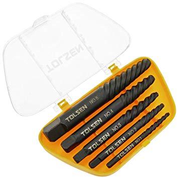 TOLSEN 33505 5Pcs Screw Extractor Set | Sizes 1# to 5# | High Quality Alloy Steel | Black Finish | Model: 33505_img_2