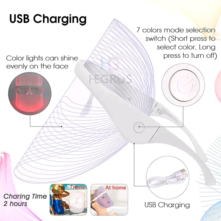 HEGRUS 7 Colors LED Photon Therapy Facial Light Face Mask_img_4