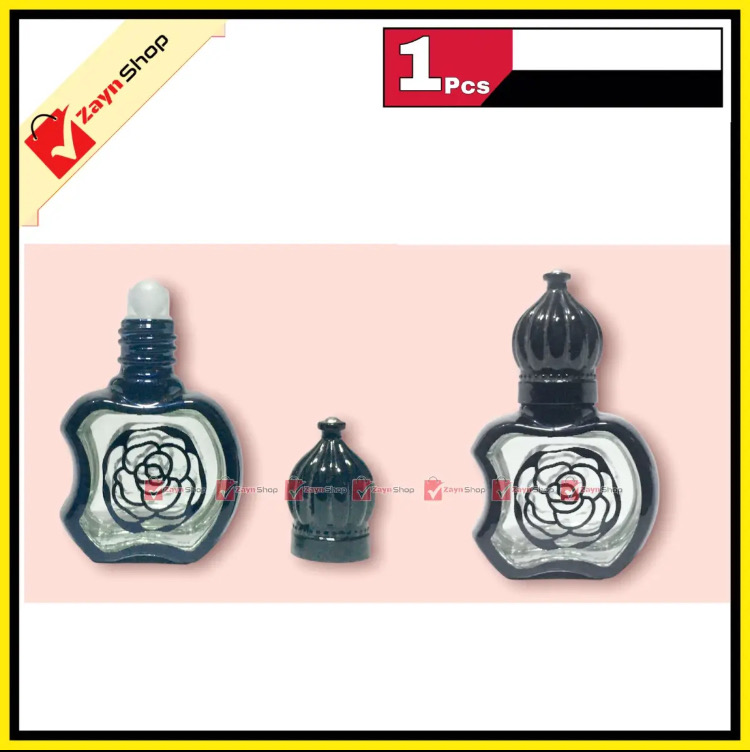 Empty Roll on attar Bottle Glass apple shape 10ml Refillable Black Color 1pcs_img_0