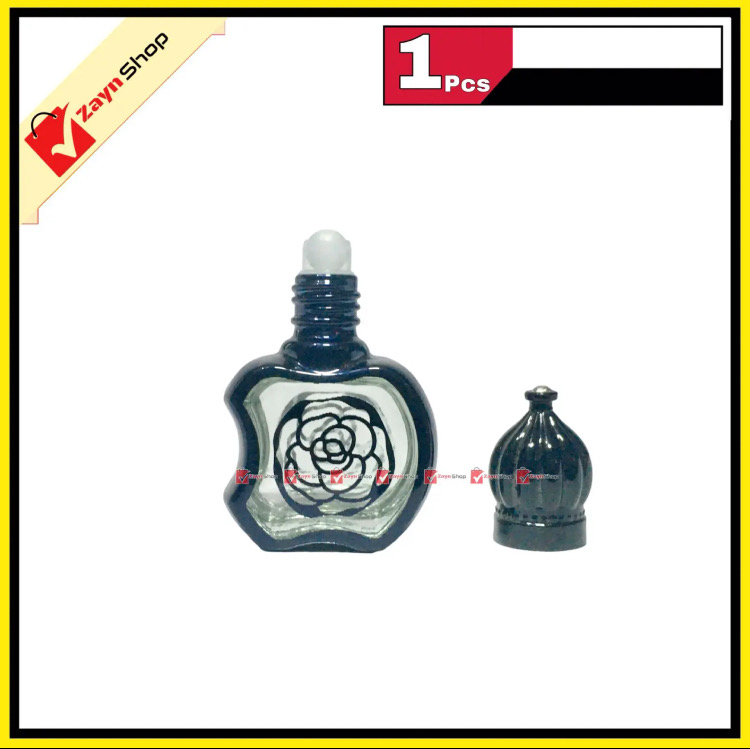 Empty Roll on attar Bottle Glass apple shape 10ml Refillable Black Color 1pcs_img_1